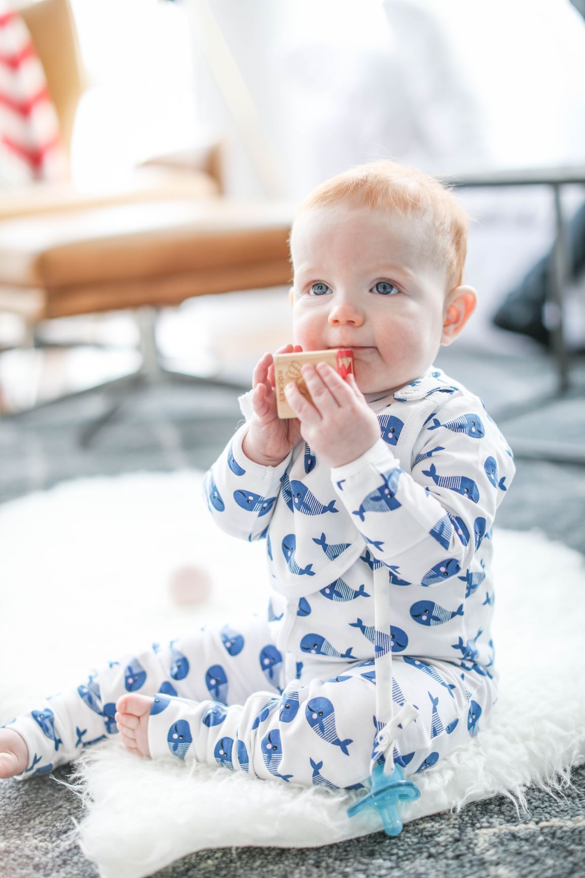 Smart Pacifier Strap - Blue Whale