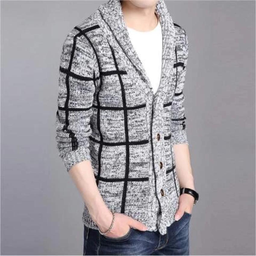 Mens Shawl Collar Gray Cardigan. HOT!!!