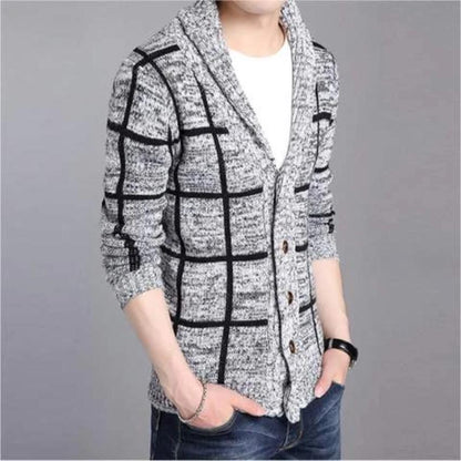 Mens Shawl Collar Gray Cardigan. HOT!!!