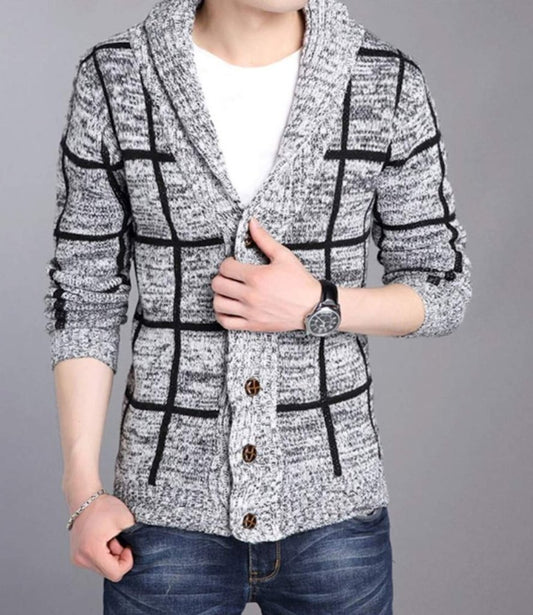 Mens Shawl Collar Gray Cardigan. HOT!!!