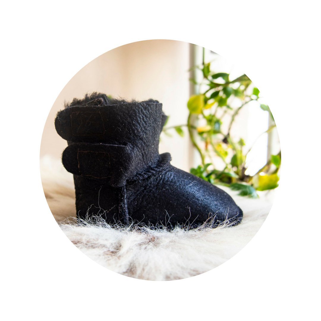 Baby Black Sheepskin Boots.